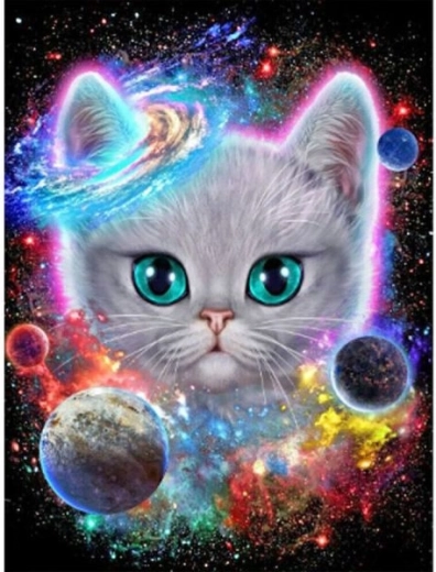 Diamond mosaic (diamond painting) space cat 30 × 40 cm