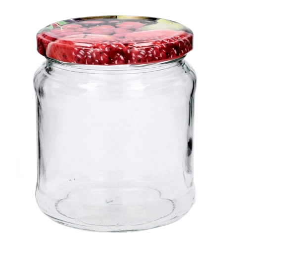 Stiklainis 450 ml su užsukamu dekoratyviniu dangteliu FI 82