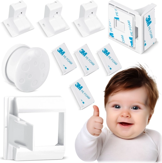 Magnetinės vaikiškos spintelių užraktų RICOKIDS, rinkinys 4 vnt.