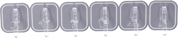 Self-adhesive hooks, 6 pieces - grey