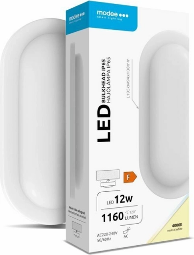Oval LED wall/ceiling light Modee Bulkhead 12 W 4000 K 1160 lm, white