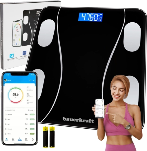 Išmaniosios analitinės vonios svarstyklės su Bluetooth ir programėle iki 180 kg