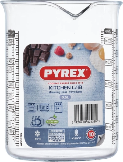 Pyrex stiklinė matavimo taurė 0,5 l su snapeliu
