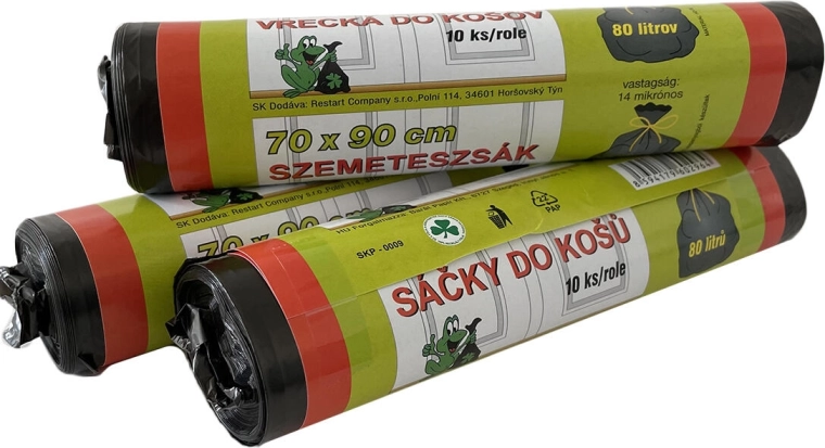 Trash bags 80 l, black, 70 × 90 cm, 10 pcs