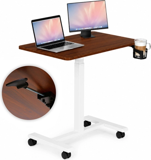 Mobile height-adjustable laptop table ModernHome 70 × 48 cm, brown top - 1 piece