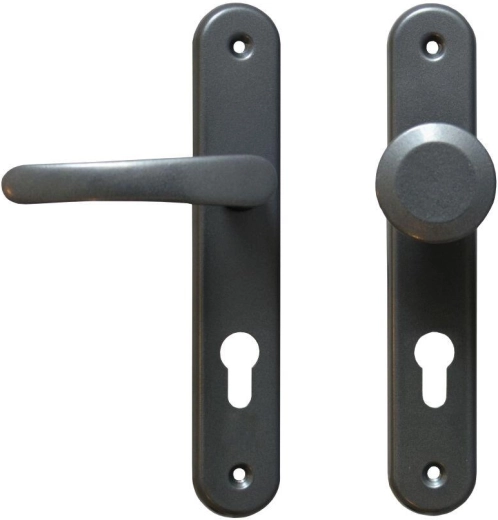 MICHAELA door hardware with handle and fixed knob, euro profile 72, grey