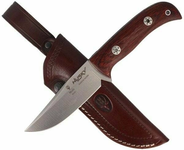 MUELA Husky lauko peilis 11 cm, RWL34 plienas, Pakka mediena, odinis dėklas