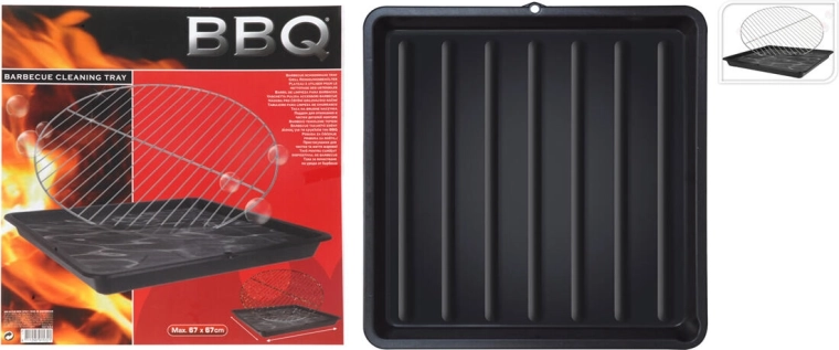 Padėklas BBQ grotelių ir grilio įrankių plovimui, 67 × 67 × 6 cm, plastikas, juodas