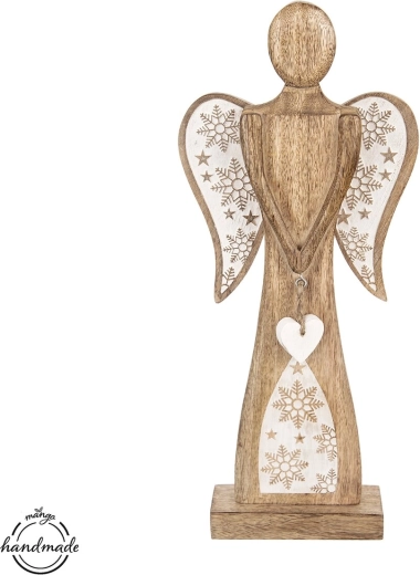 Medinė mango medienos dekoracija angelas 45,5 cm