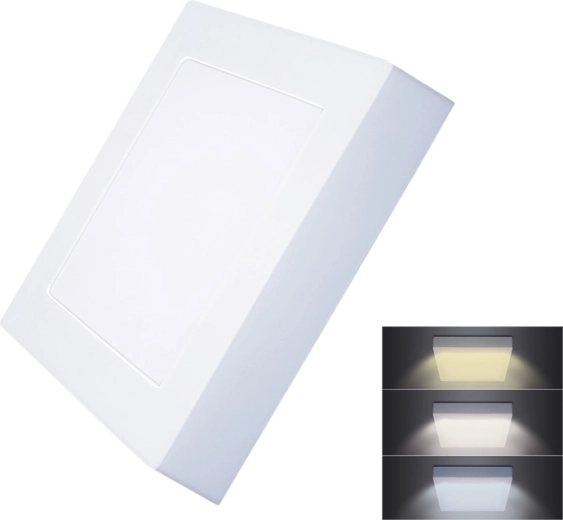 Solight LED mini panelė CCT, virštinkinė kvadratinė lubinė, 12 W, 900 lm