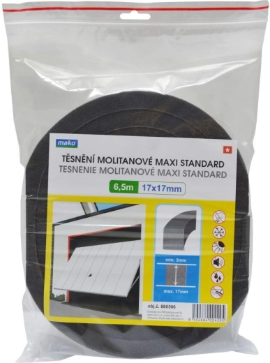 Langų ir durų sandarinimas iš porolono MAXI 17 × 17 mm, antracito spalvos, 6,5 m – MAKO