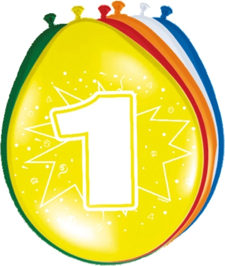 Latex balloon number 1 (mixed colors, 1 pc)