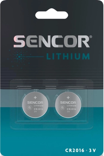 Sencor CR2016 3 V lithium coin cell batteries, 2 pcs