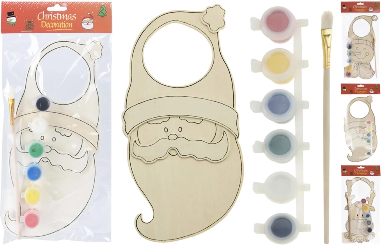 Christmas wooden hanging door decoration for painting, mixed designs