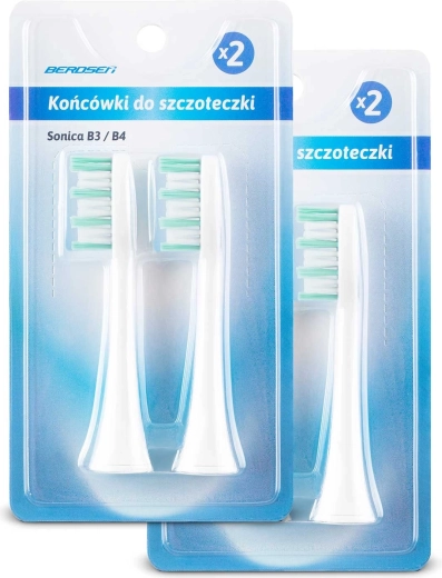 Atsarginės galvutės soniniam dantų šepetėliui Berdsen, 4 vnt.
