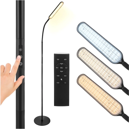 Pastatoma LED lempa 180 cm juoda su nuotolinio valdymo pulteliu ir laikmačiu IZOXIS
