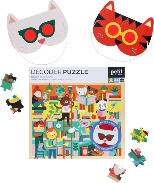 Petit Collage dėlionė „biblioteka“ su 3D akiniais