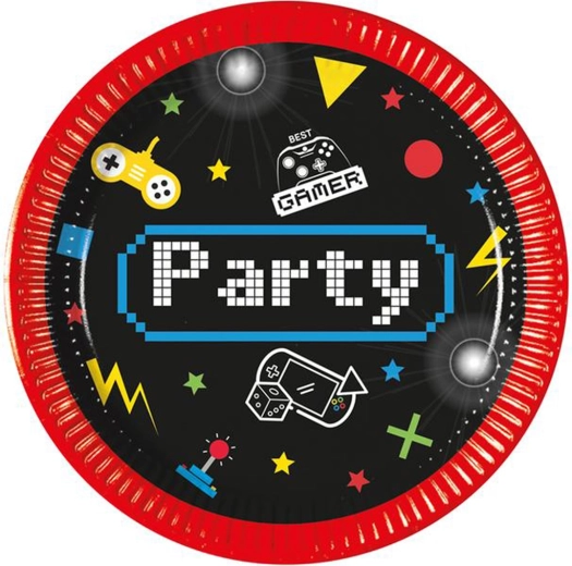 Popierinės lėkštės Gamer 20 cm, 8 vnt.