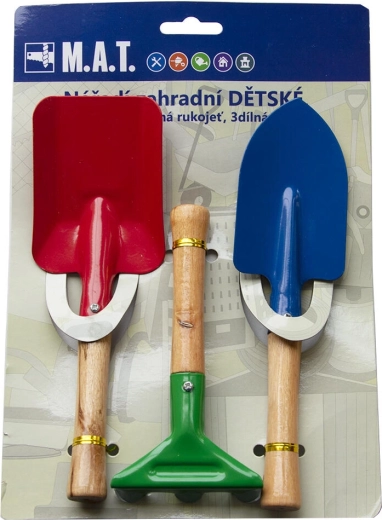 Children’s garden tool set with wooden handle, 3 pieces