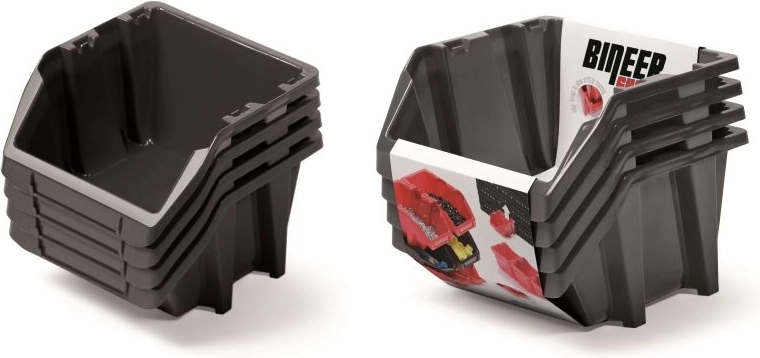 Laikymo dėžių rinkinys Bineer Short, 4 vnt., 272 × 238 × 236 mm, juoda