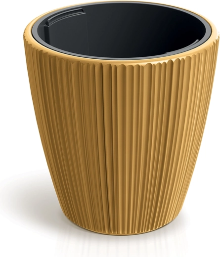 ORO planter with removable inner insert 19.9 cm, mustard