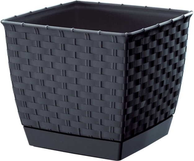 Kvadratinis gėlių vazonas Ratolla Square antracitas 14,5 × 14,5 × 12,6 cm