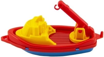Plastikinis laivelis su kranu, 14 cm