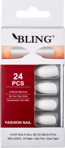 Dirbtiniai nagai BLING Fashion Nail – balti, matiniai