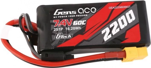 Gens Ace LiPo baterija 2200mAh 7,4V 60C su XT60 jungtimi