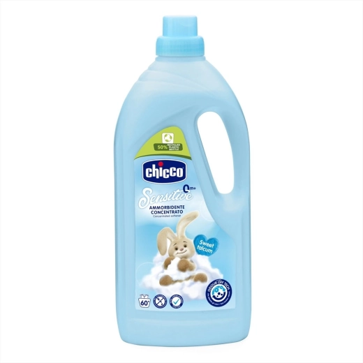Chicco Baby Sensitive audinių minkštiklis „Saldus pudras“ 1,5 l (60 skalbimų)