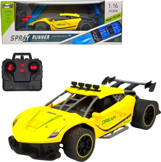 Yellow RC sports racing car with smoke effect - 1 piece