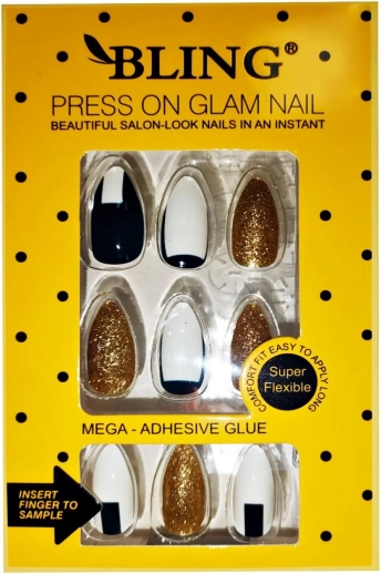 Dirbtiniai nagai BLING Glamour – marmurinis dizainas, tipas VII