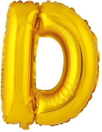 Folinis balionas raidė D 30 cm auksinis