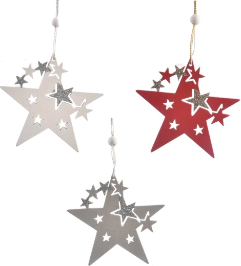 Hanging wooden stars – natural decoration, 3 pcs