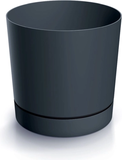 anthracite flower pot with saucer TUBO P 17.8 cm