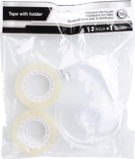 Lipni juosta 18 mm × 30 m su laikikliu, skaidri, rinkinys 2 vnt.