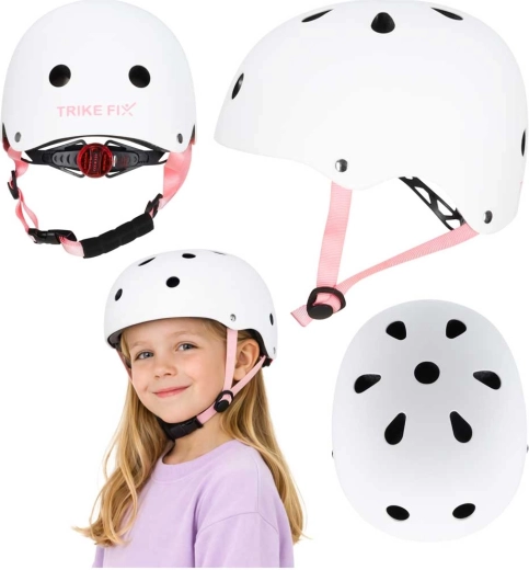 Vaikiškas dviratininko šalmas su LED TRIKE FIX S 48–54 cm, baltas