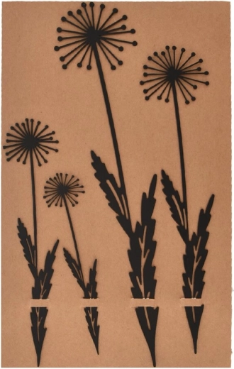 Black metal flower-shaped plant stakes, 4 pcs
