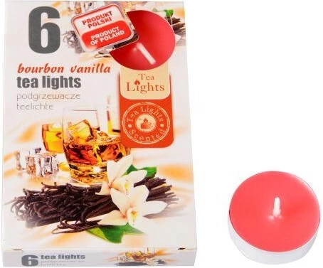 Scented Tea Light Candles Bourbon Vanilla, 6 pcs
