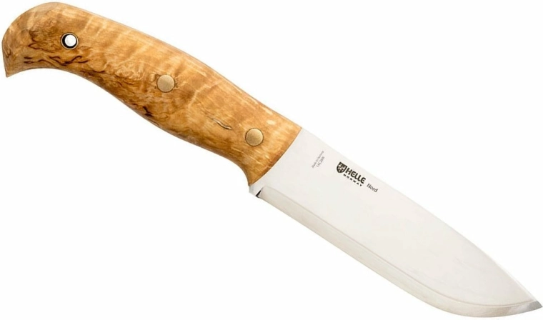 Helle Nord – lauko peilis 14,7 cm, garbanotas beržas, odinis dėklas