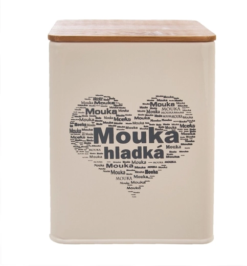 Dėžutė smulkiems kvietiniams miltams su mediniu dangteliu Širdis