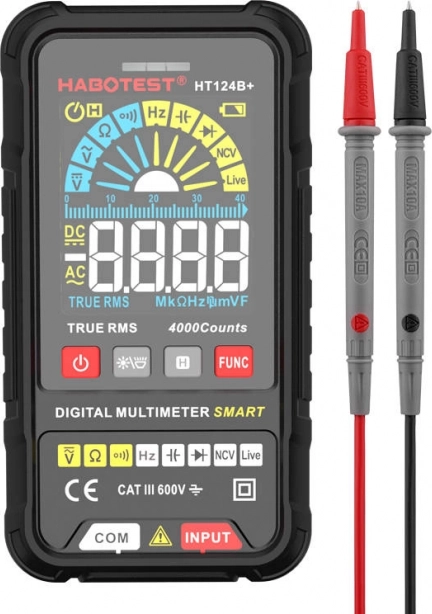Digital multimeter habotest ht124b+ with true rms and ncv