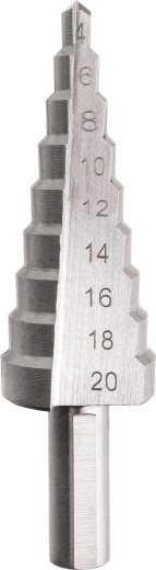 Step Drill Bit HSS 4–20 mm, 9 steps