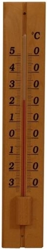 Lauko termometras medinis 32 cm, šviesiai beicuotas