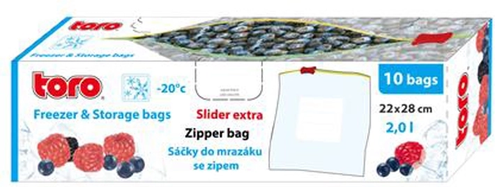 TORO Freezer Food Bag 2 L, Zip, 10 pcs
