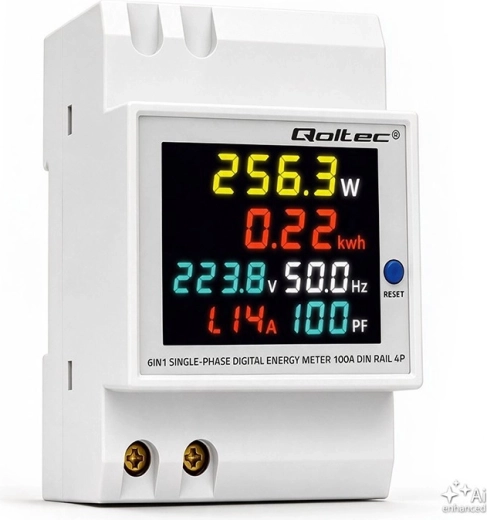 Single-phase energy consumption meter for DIN rail 230 V 100 A 3P