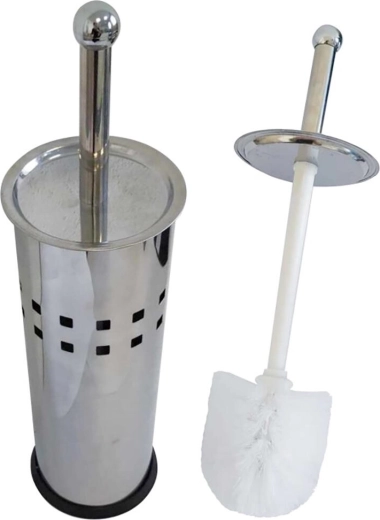 Apvalus WC komplektas iš nerūdijančio plieno, šepečio skersmuo 8 cm