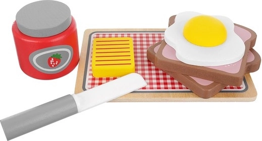 Pilnas pusryčių rinkinys su uogiene ir kiaušiniu