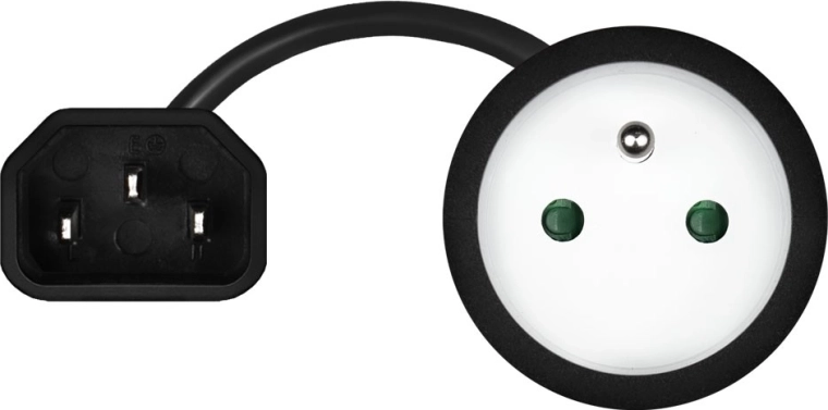 Two connectors: IEC C14 and CEE 7/5 (E)