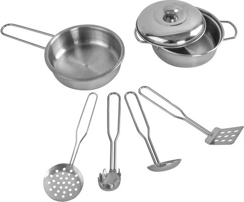 Metaliniai puodai ir įrankiai rinkinyje